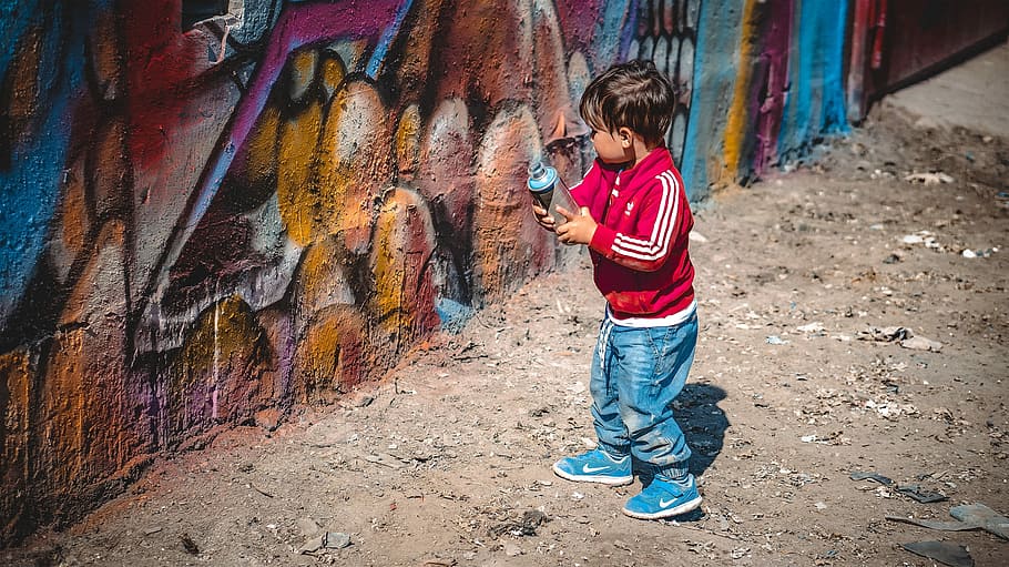 Boy, Spray, Can, Paint, Graffiti, kid, child, young, summer HD wallpaper