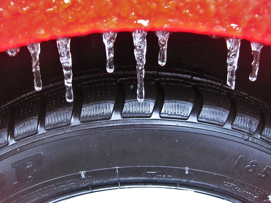 vehicle tire, winter tires, risk of zing, icicle, mature, wheel, HD wallpaper