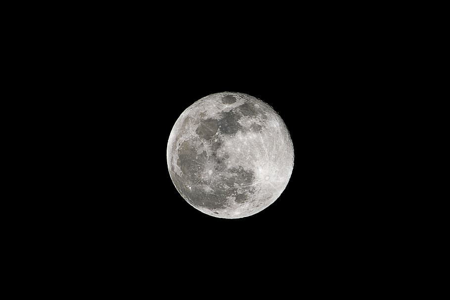 selective focus of full moon, moon by night, space, astronomy HD wallpaper