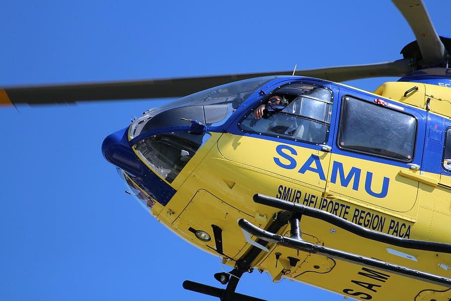 helicopter, samu, emergency, mode of transportation, air vehicle HD wallpaper