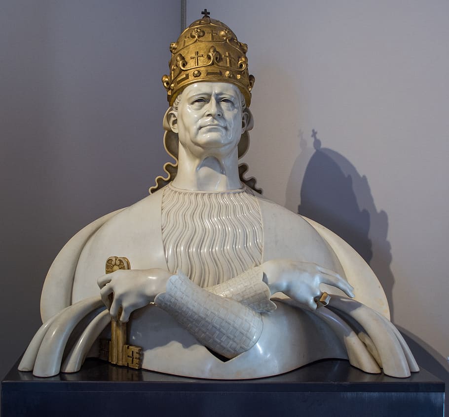 bust, pope, crown, key, museum, the vatican, rome, italy, sculpture HD wallpaper