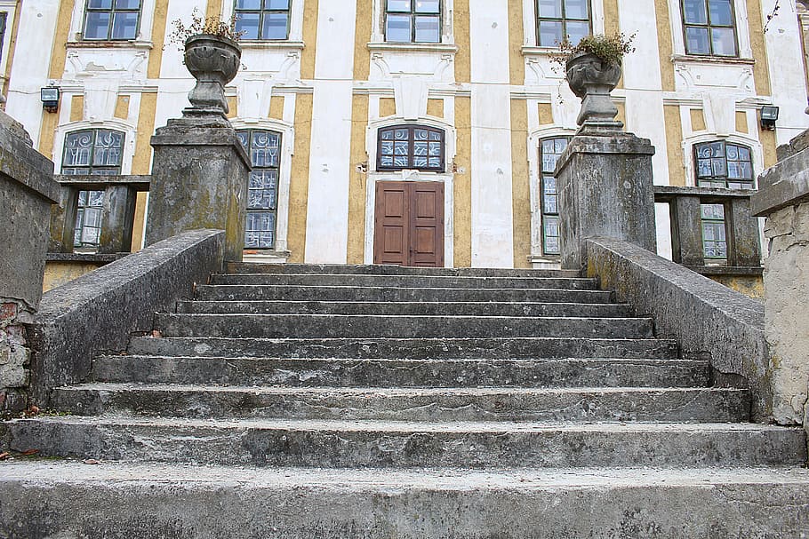 castle, input, stairs, staircase, architecture, built structure HD wallpaper