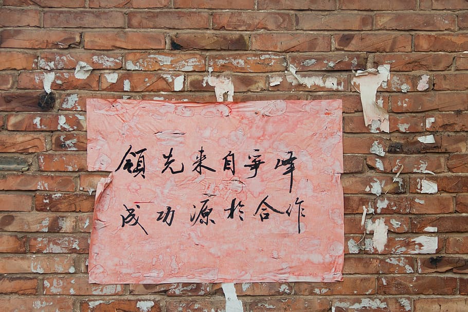 wall, posters, slogan, text, brick, brick wall, communication HD wallpaper