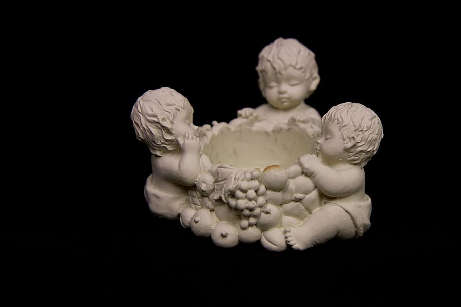 art, ceramic, figure, angel, art and craft, sculpture, black background HD wallpaper