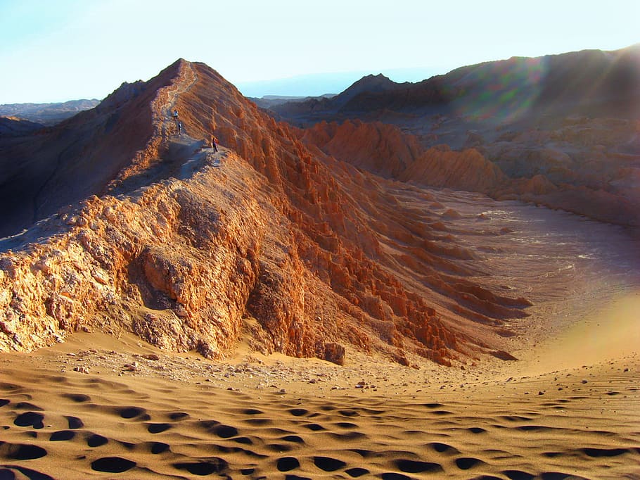 aerial photography of desert mountain, sand mountain, people, HD wallpaper