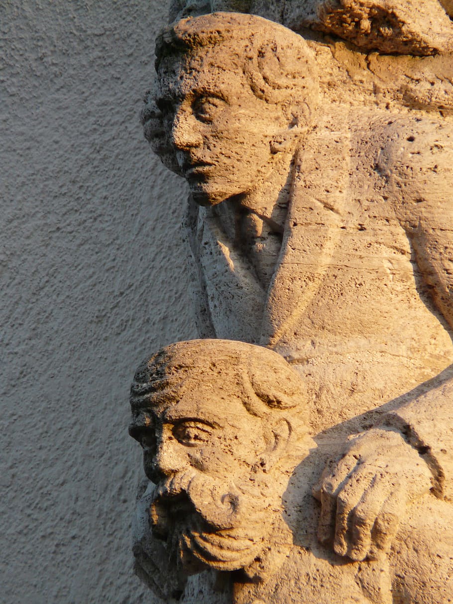faces, stone, stonemasonry, profile, men, figures, facade, head HD wallpaper