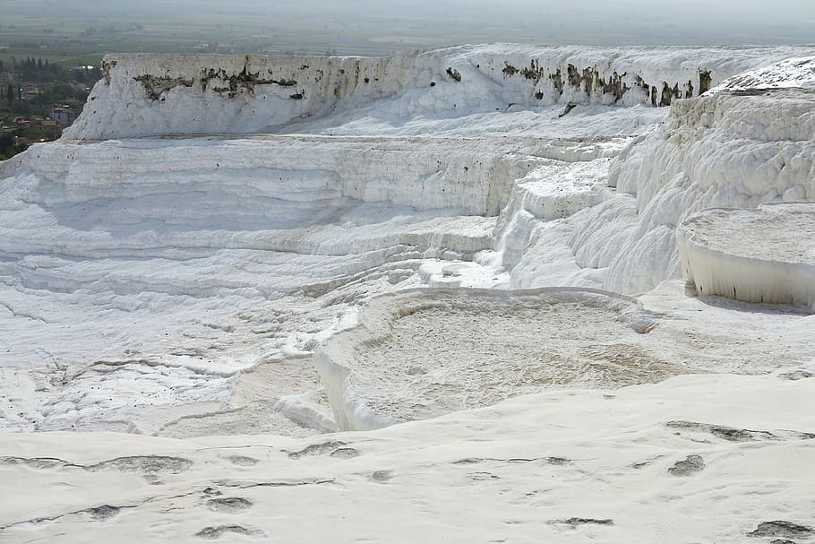 pamukkale, turkey, lime layer, lime floor, travel, white floor HD wallpaper