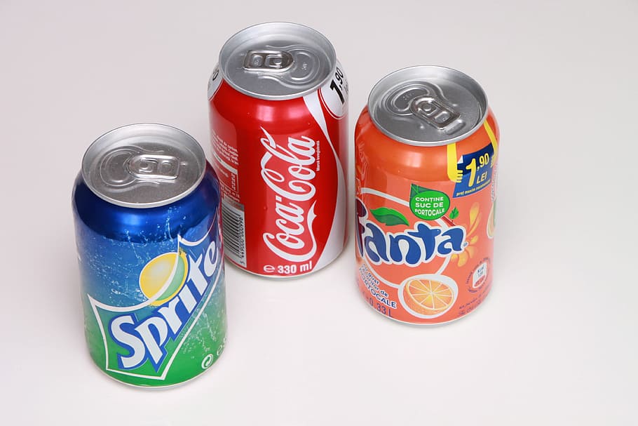 assorted soda cans, Aluminum, Can, Coca, Cola, Cola, Drink, Fanta, HD wallpaper