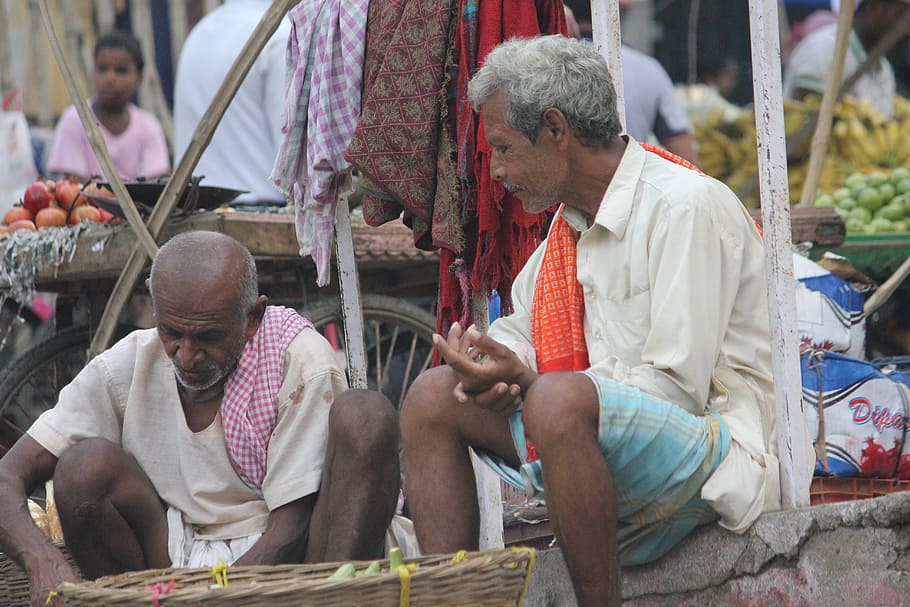 bihar, chhapra, vegetable stall, sitting, men, adult, group of people HD wallpaper