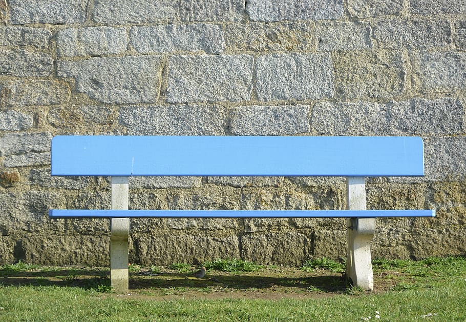 bench, bench blue public, assisi, rest, park, based, calm, sitting HD wallpaper