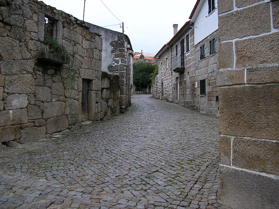 rural village, houses stone, street, built structure, architecture
