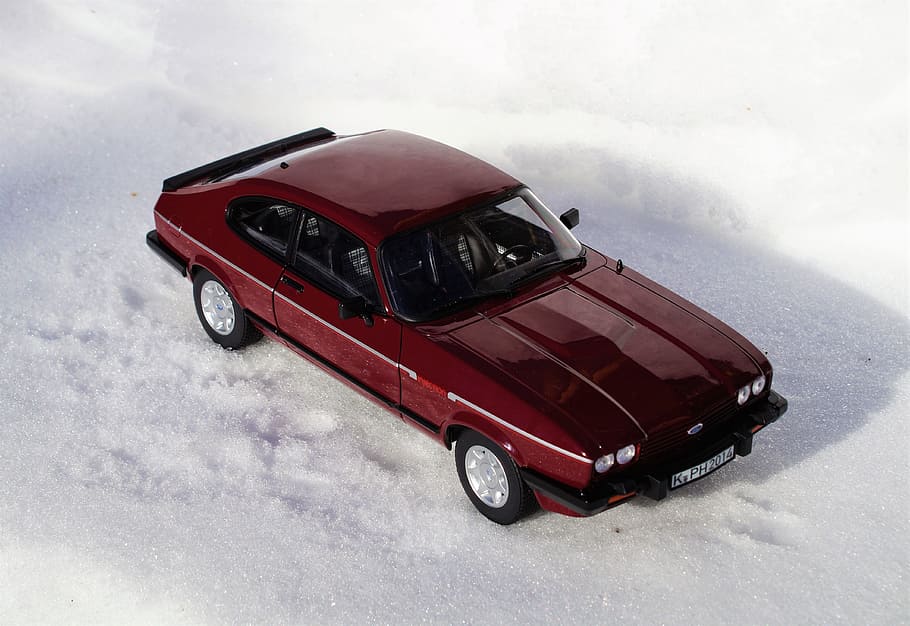 Model Car, Ford, Capri, Capri, Model, Auto, oldtimer, snow HD wallpaper