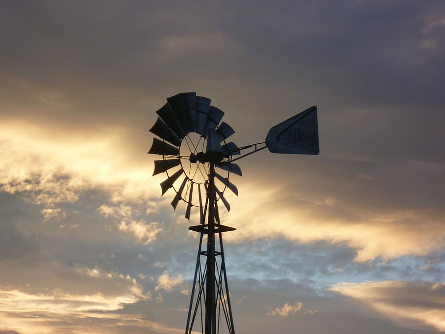 Pinwheel, Clouds, Sky, abendstimmung, alternative energy, wind power HD wallpaper