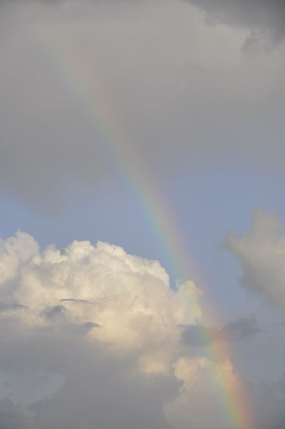 rainbow, air, clouds, blue, grey, weather, cloud - sky, beauty in nature HD wallpaper
