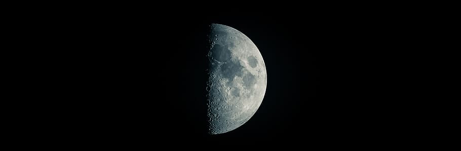 half moon illustration, photo, crescent, night sky, background HD wallpaper