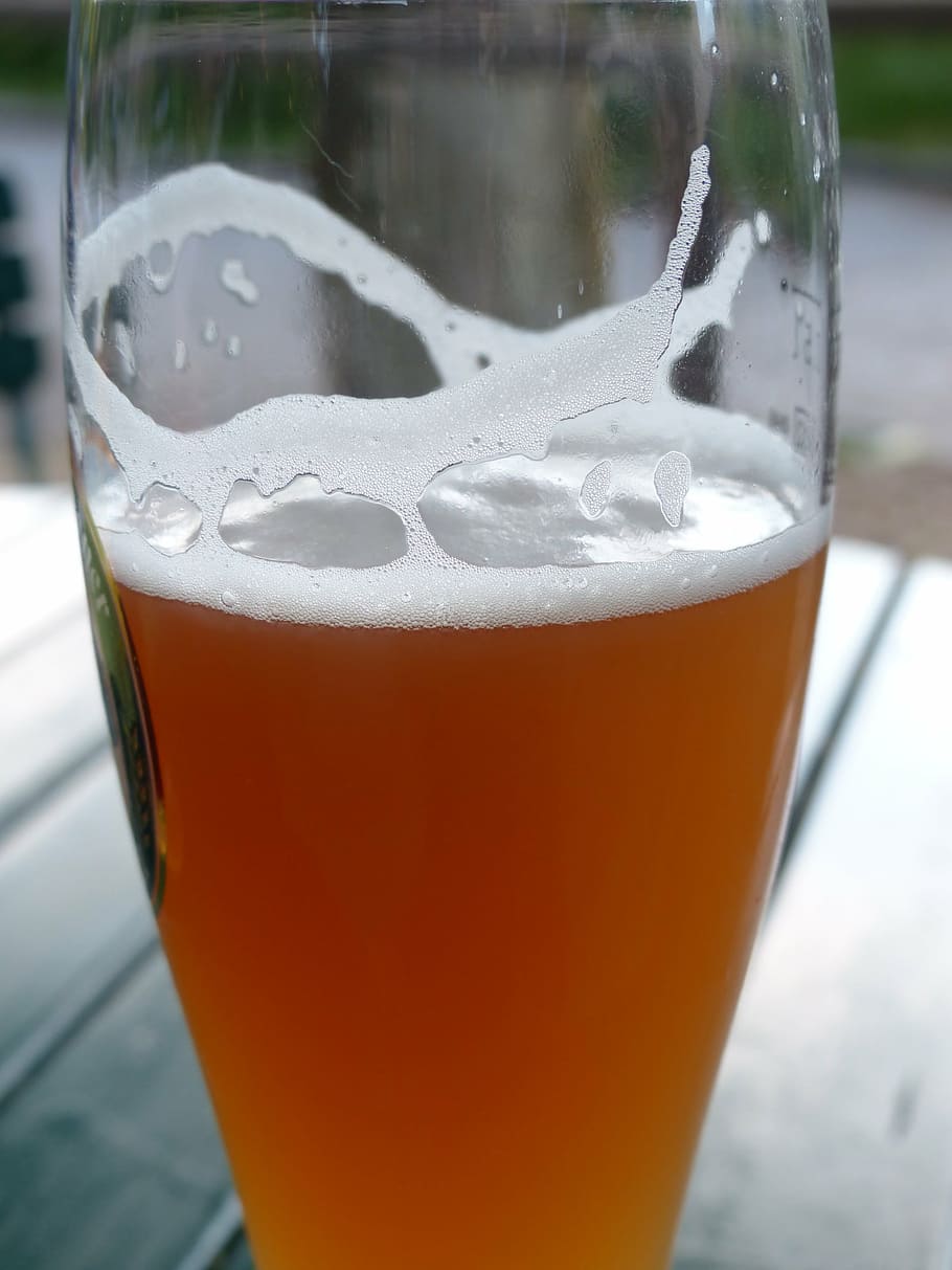 clear glass cup with brown liquid, beer, drink, wheat beer HD wallpaper