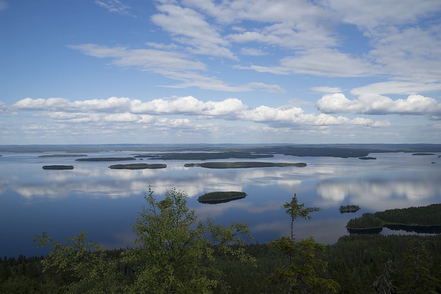 Finnish, Lake, Island, Clouds, Nature, landscape, summer, spring HD wallpaper
