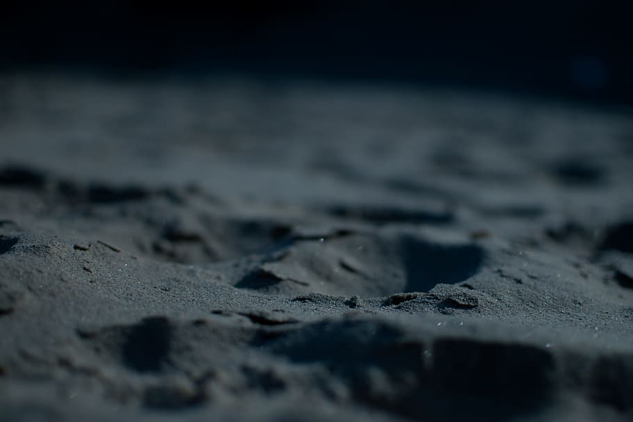 gray sand, First Steps, Another World, night, footprint, black
