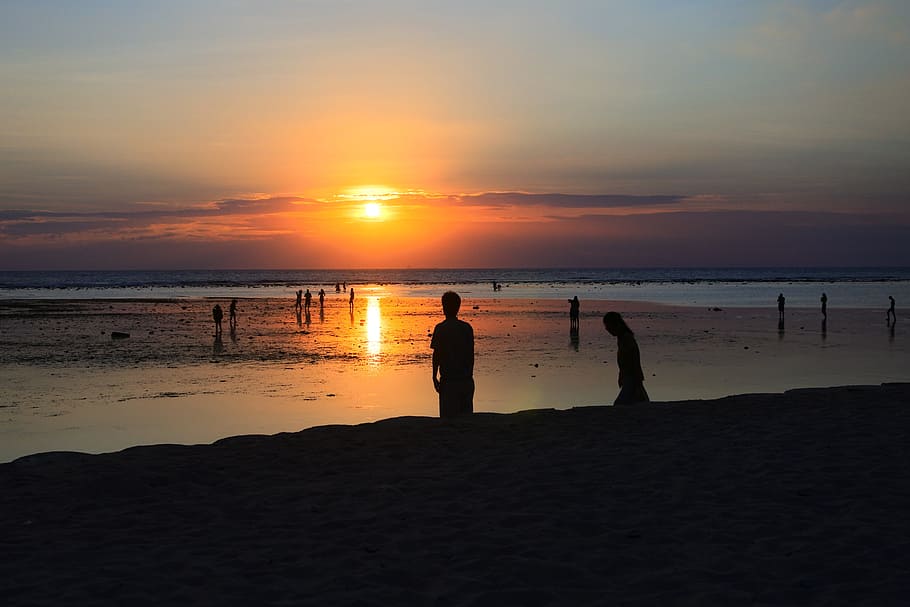 sunset, beach, ocean, sea, beach sunset, sky, water, vacation HD wallpaper