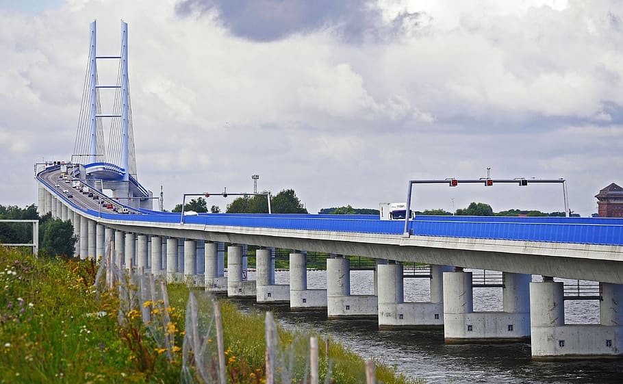 rügen bridge, strelasund, inlet, high bridge, altefähr, island, HD wallpaper