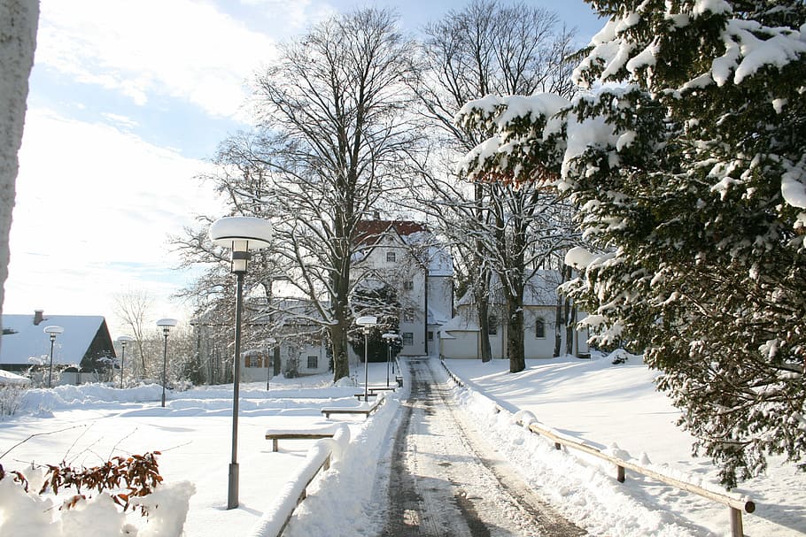 starnberg, winter, wintry, snow, white, away, path, cold temperature HD wallpaper