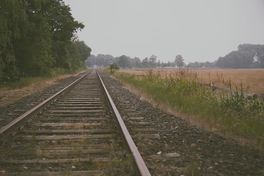 Old railway in countryside, landscape, railroad Track, transportation HD wallpaper
