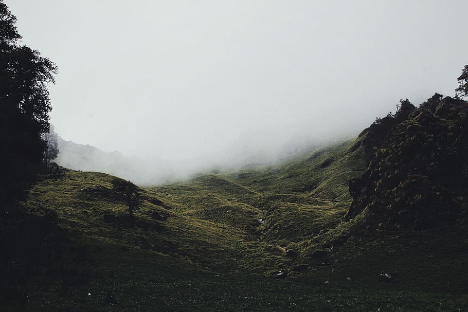 yūgen., untitled, mountain, cloud, fog, mist, hill, beauty in nature HD wallpaper