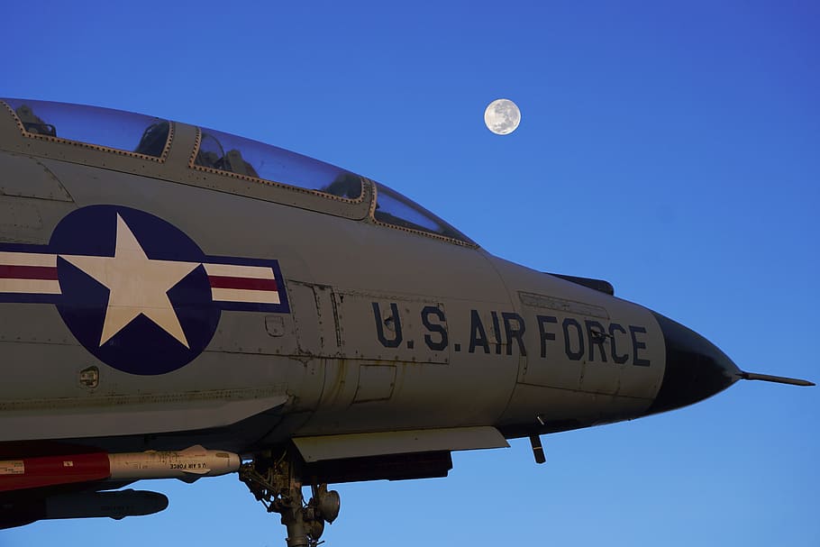 us air force, fighter jet, moon, buffalo, aircraft, dusk, usaf, HD wallpaper