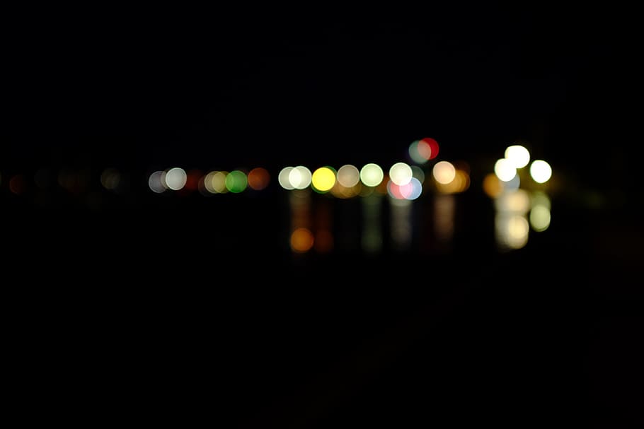 dark, black, lights, illuminated, night, defocused, city, no people HD wallpaper