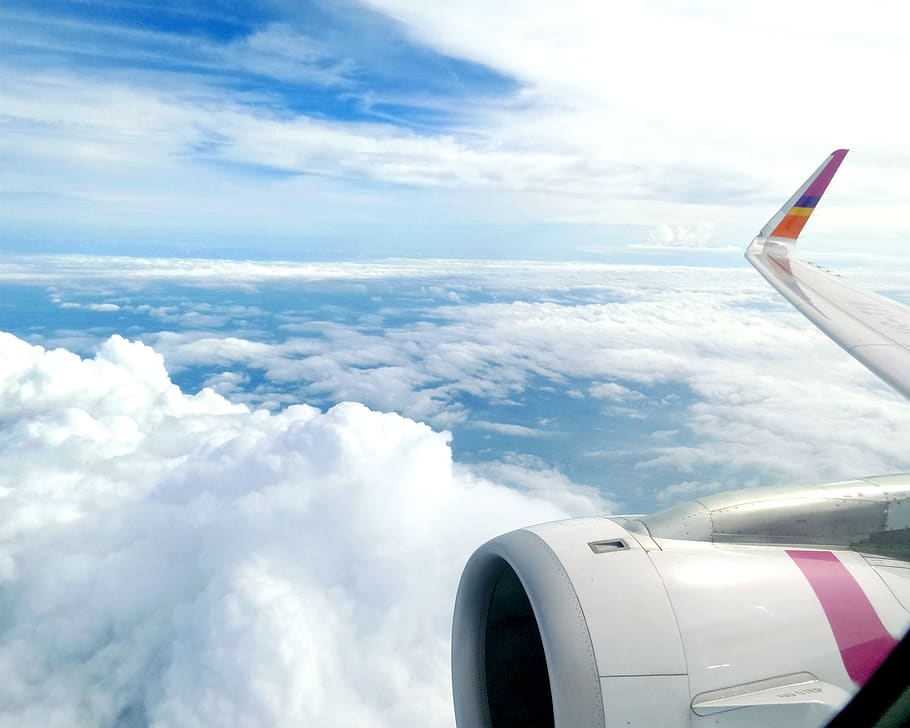 airplane, sky, cloud, blue, flight, fly, travel, trip, jet HD wallpaper