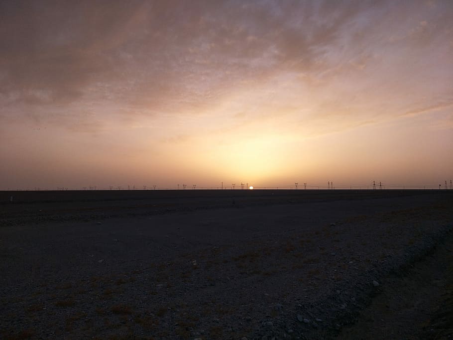 Sunset, Horizon, Wilderness, field, landscape, tranquility HD wallpaper