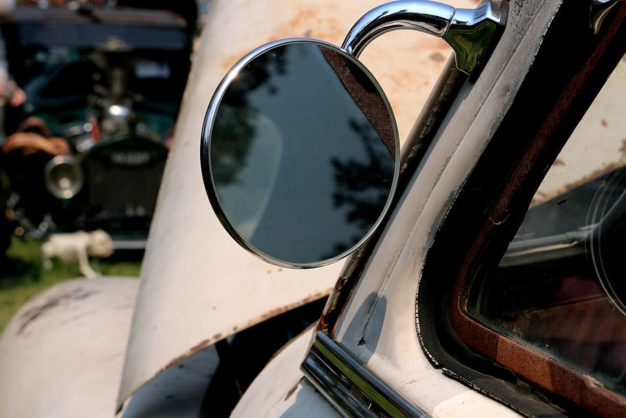 mirror, reflective, vehicle, mounted, angle, reflection, mode of transportation HD wallpaper