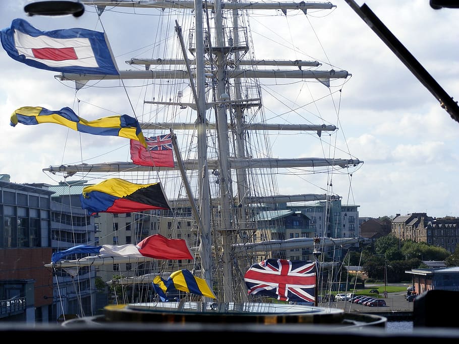 Masts, Flags, Ships, Boats, Harbor, ocean, sea, cloud - sky HD wallpaper