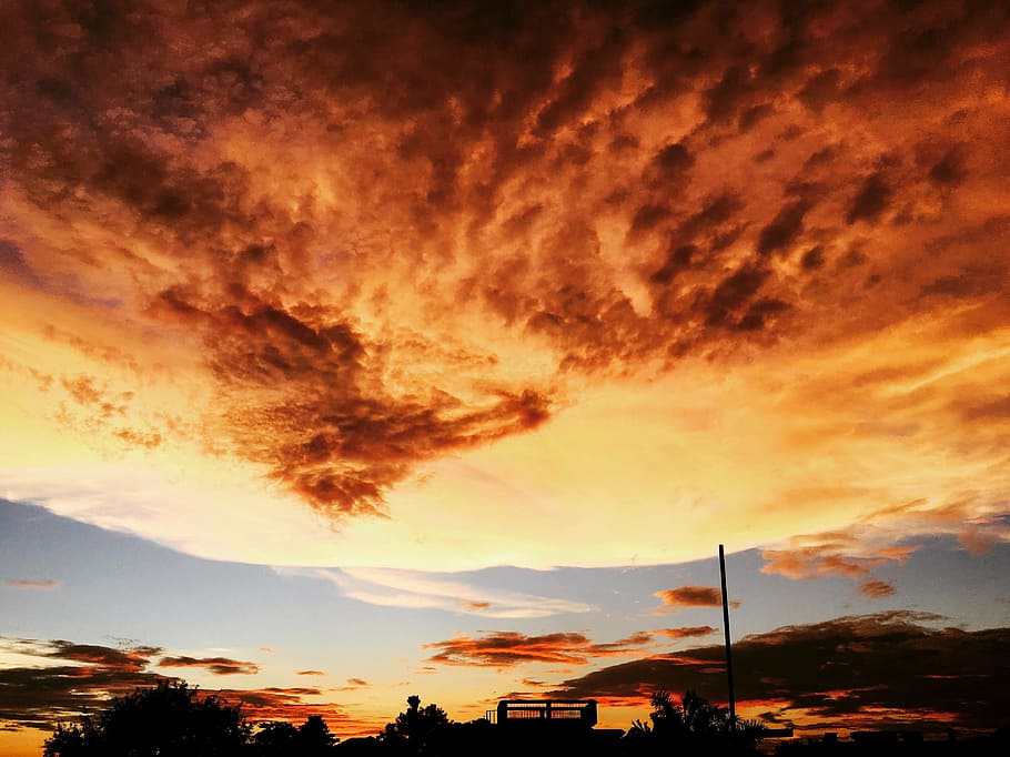 clouds, dawn, dusk, sky, sunrise, sunset, cloud - sky, orange color HD wallpaper