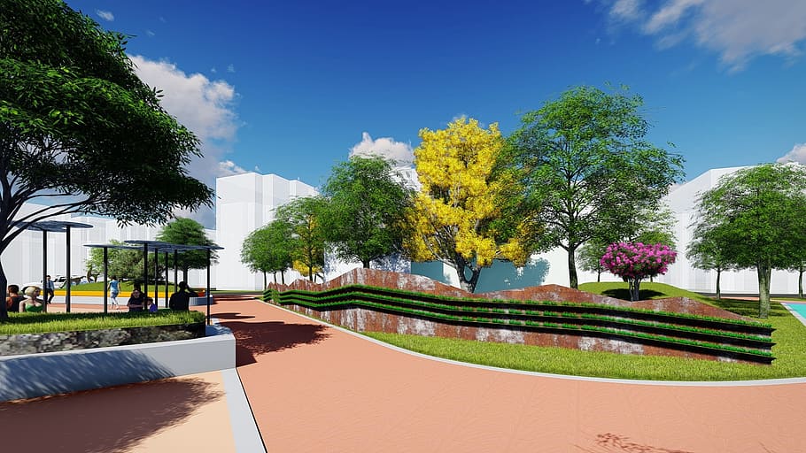 community renderings, perspective, partial, plant, tree, architecture HD wallpaper