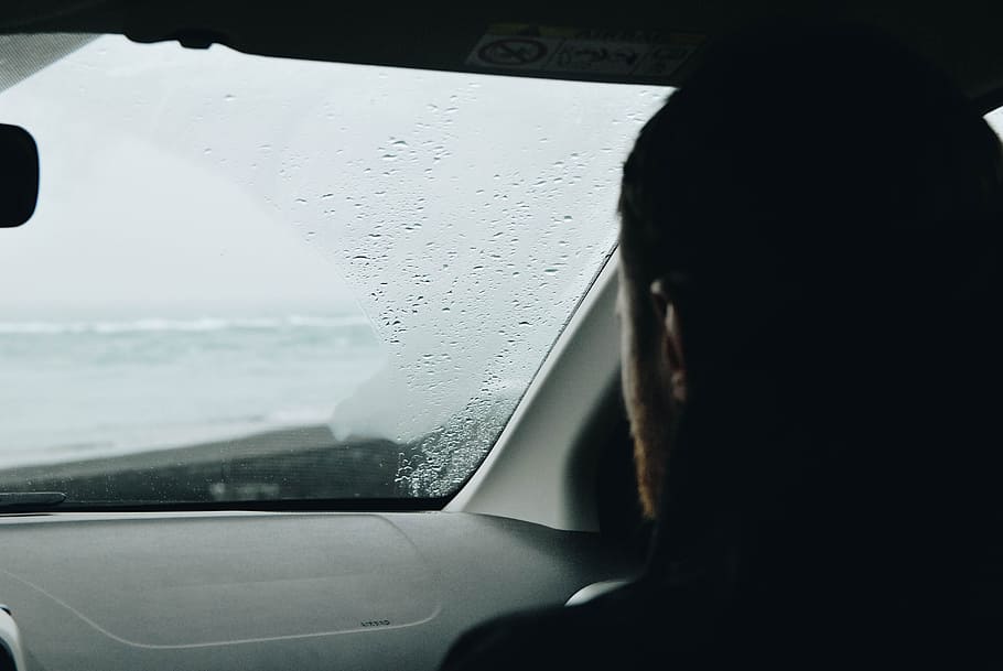 light, sea, road, man, alone, automobile, blur, car, dashboard