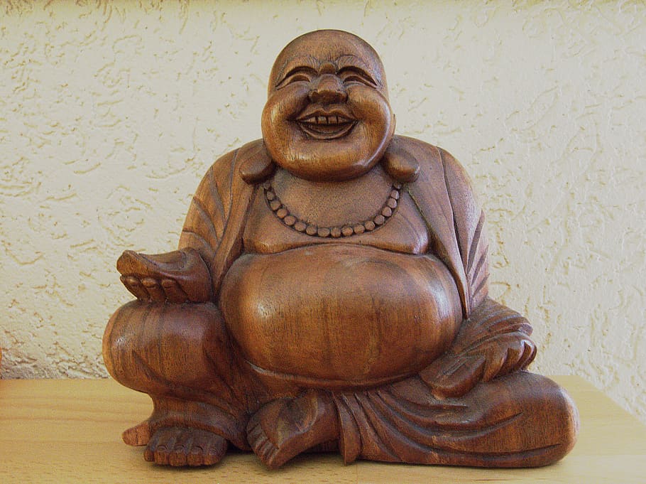 Background, Buddha, Serenity, Zen, indoors, smiling, statue, HD wallpaper