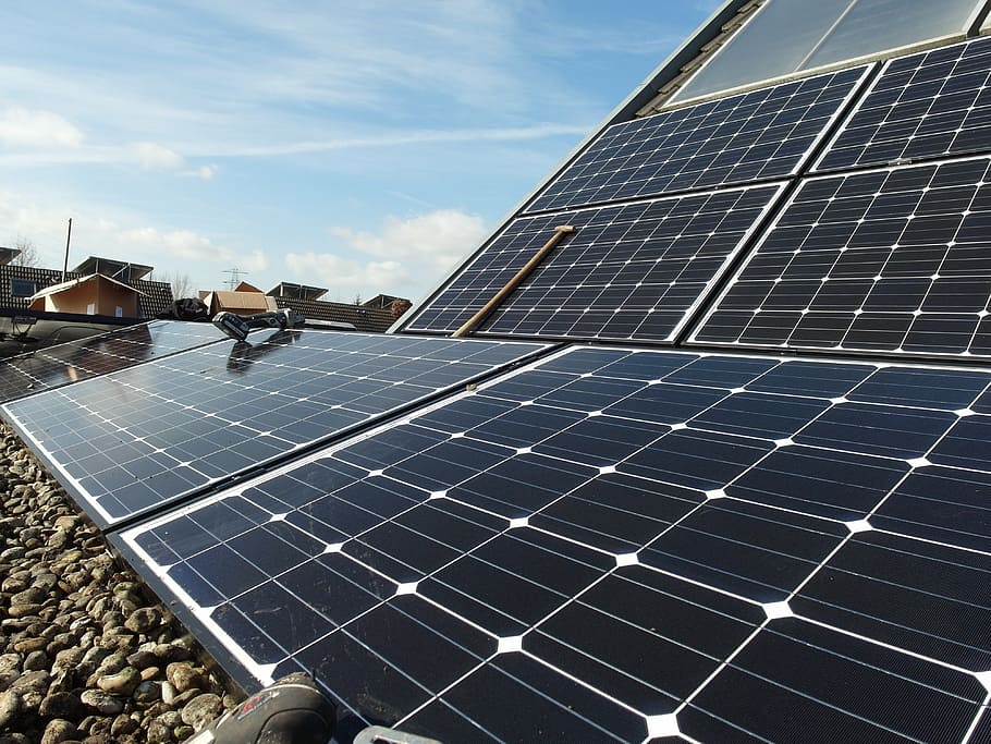 solar panels on roof, energy, durable, save, sun, arouse, alternative energy, HD wallpaper