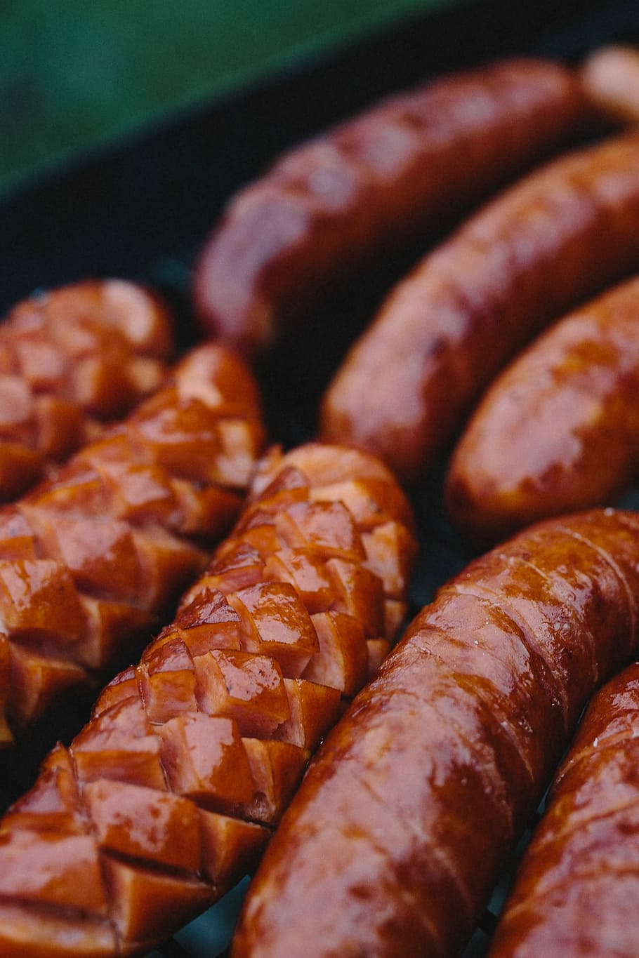 Sausages on the grill, food, kielbasa, barbecue, cook, fire, flame, HD wallpaper