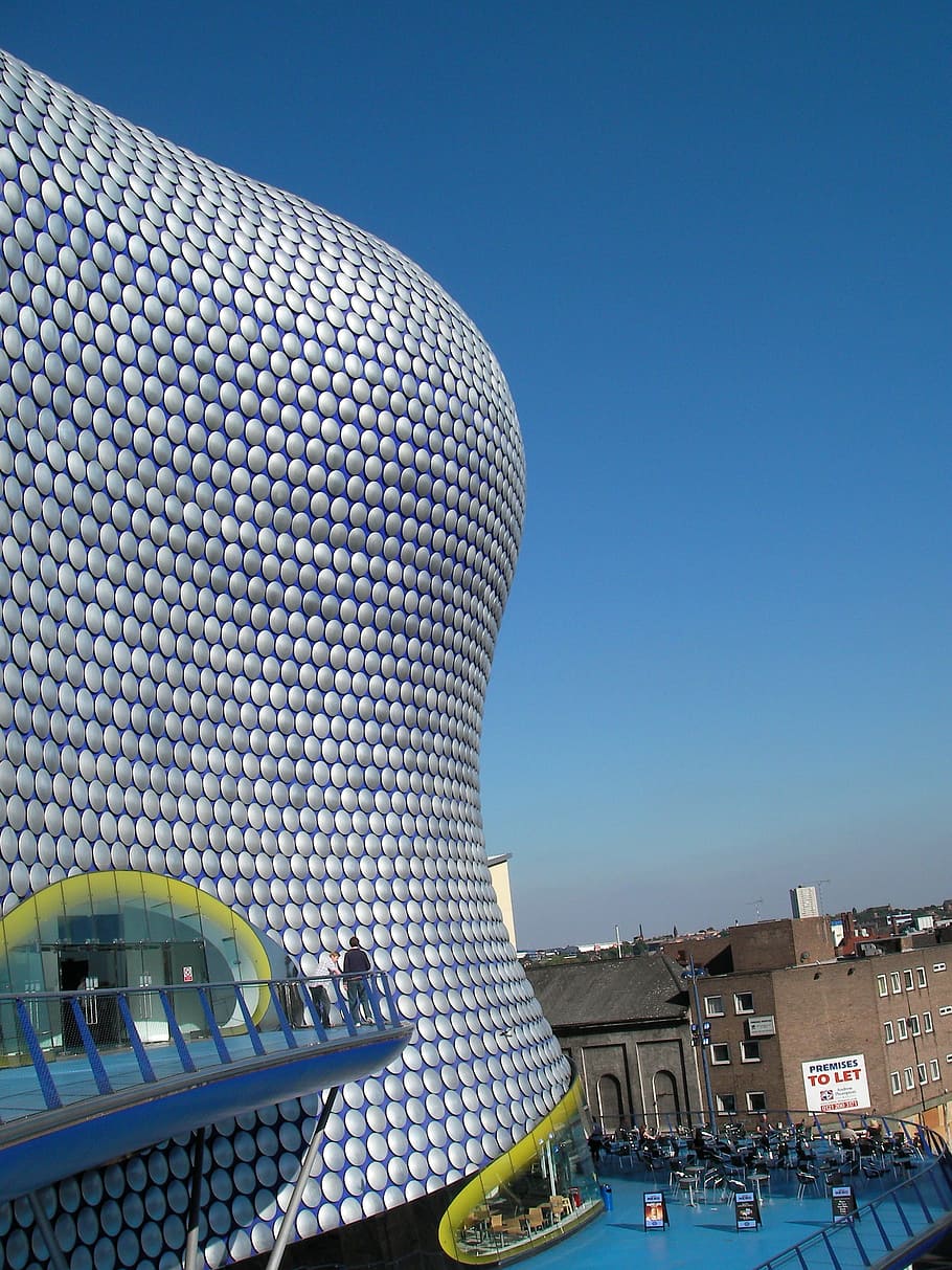 person near the stadium's terrace, birmingham, selfridges, architecture HD wallpaper