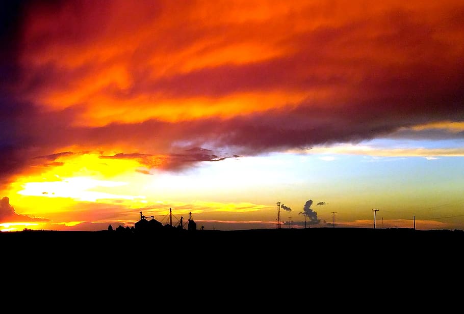 sunset, sol, dawn, nature, sky, silhouette, orange color, cloud - sky HD wallpaper