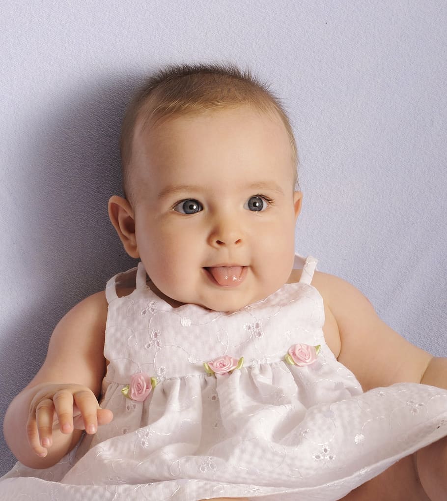 baby in pink spaghetti strap dress, girl, cute, toddler, baby girl, HD wallpaper