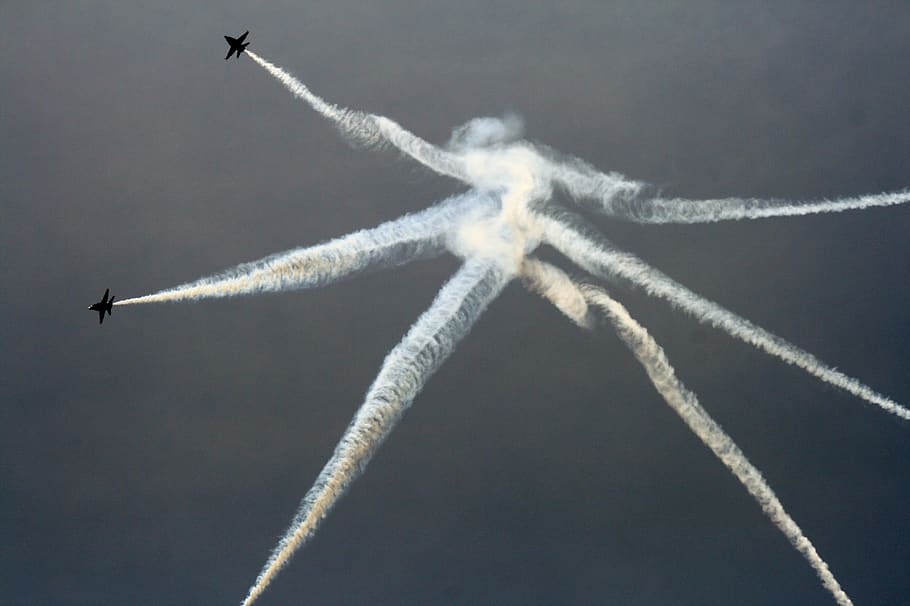 blue, angels, star, air vehicle, airplane, flying, vapor trail HD wallpaper