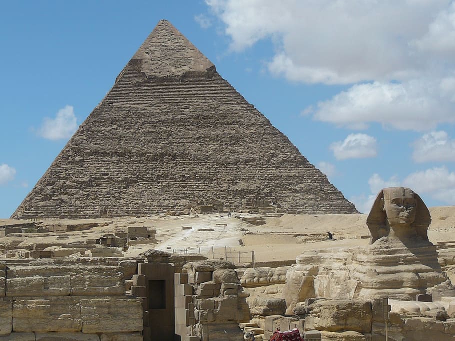 Pyramid of Giza, Egypt, pyramids, sphinx, cairo, archeology HD wallpaper