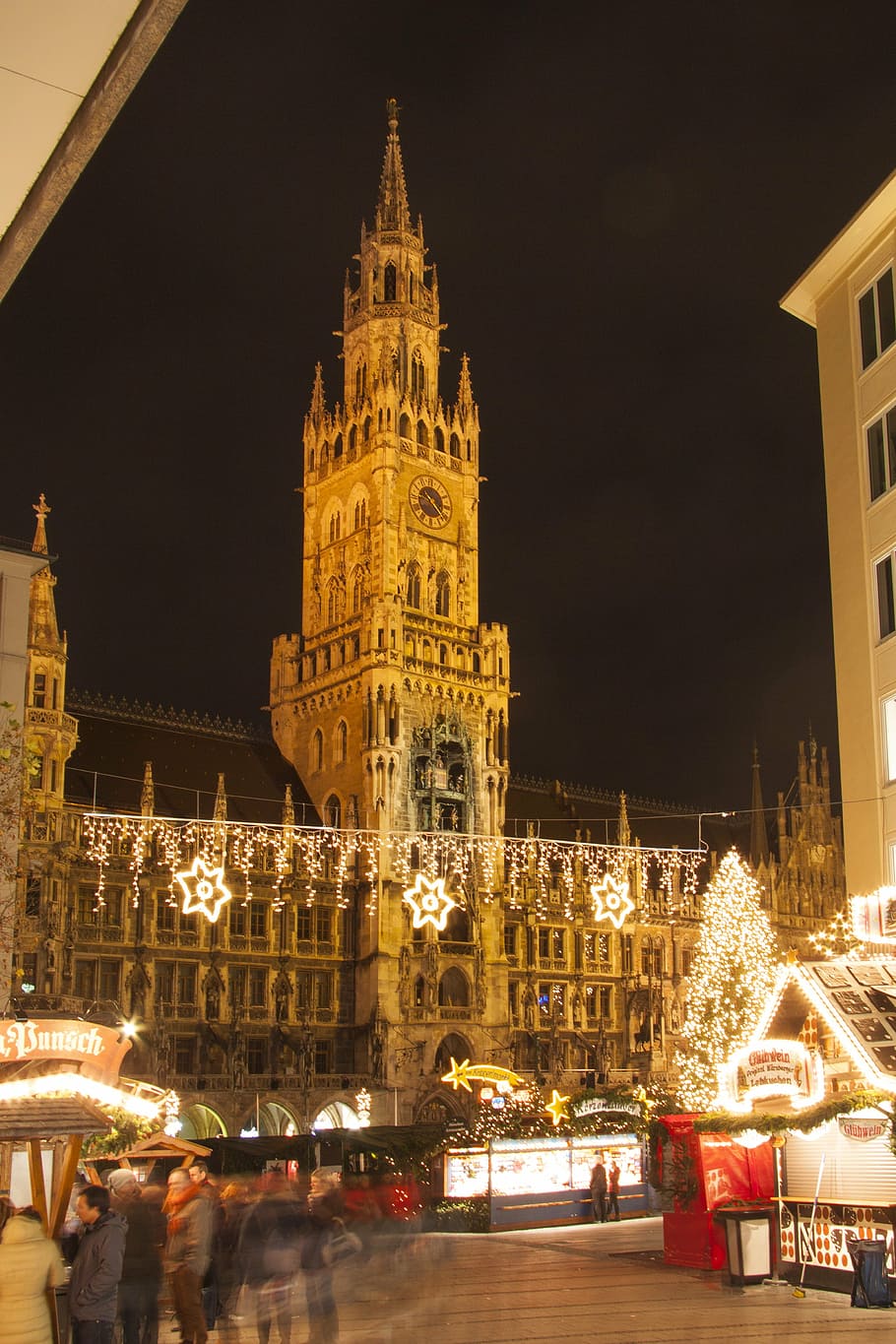 town hall, gothic, neo gothic, munich, marienplatz, christmas splendor