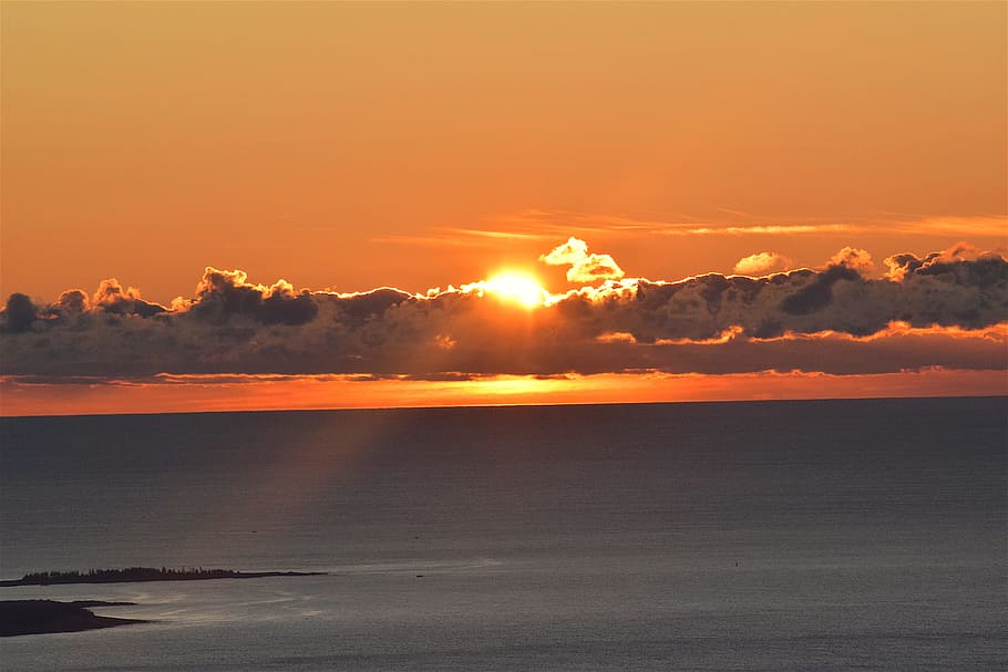 sunrise, clouds, sky, ocean, water, nature, summer, landscape HD wallpaper