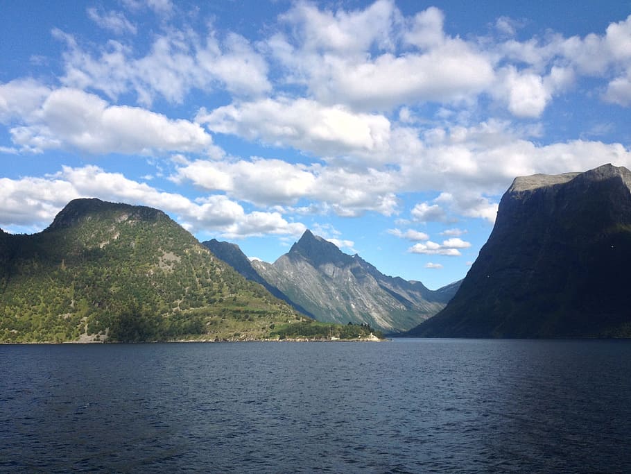 Fjord, Sæbø, Summer, mountain, scenics, mountain range, lake HD wallpaper