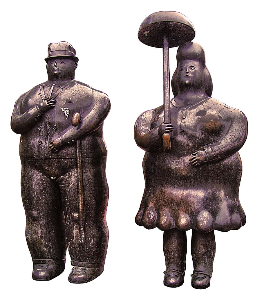 woman, pair, sculpture, statue, bronze sculpture, overweight, HD wallpaper