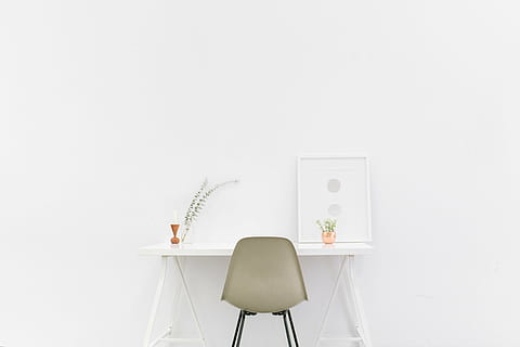 chair, clean, desk, interior, minimal, minimalist, room, domestic Room HD wallpaper