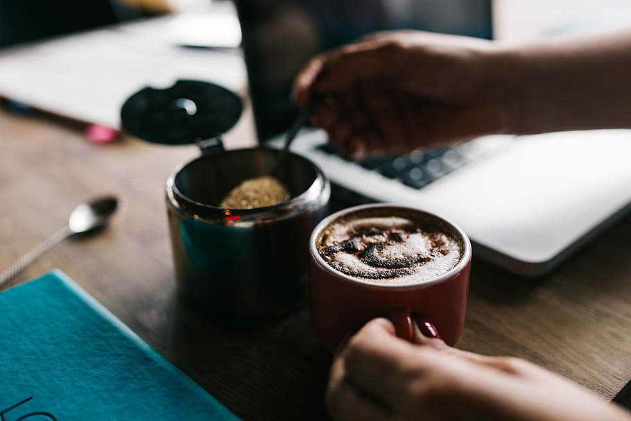 Cup of coffee with sugar, cafe, late, espresso, human Hand, coffee - Drink HD wallpaper